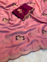 Load image into Gallery viewer, Gorgeous Function Wear Soft Rangoli Silk Embroidery Work Fancy Saree With Blissful Blouse piece
