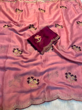 Load image into Gallery viewer, Gorgeous Function Wear Soft Rangoli Silk Embroidery Work Fancy Saree With Blissful Blouse piece
