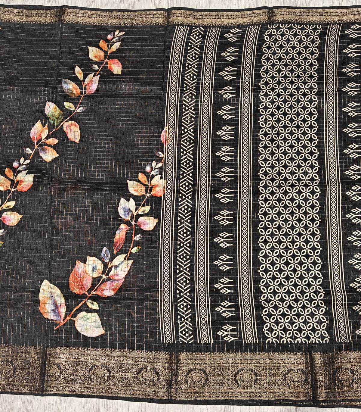 New Party Wear Pure Soft Silk Zari Border Print Fancy Designer Saree