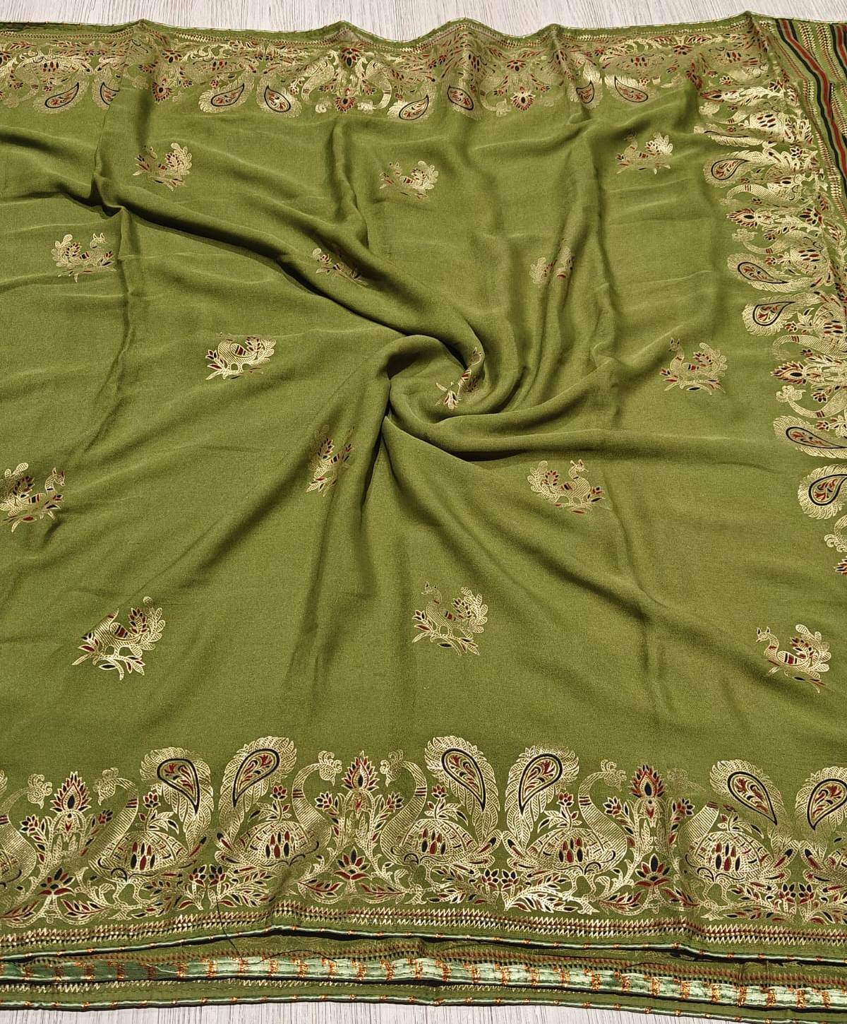 Exuberant Festive Wear Chiffon Silk Foil Print Work Designer Saree