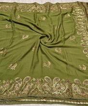 Load image into Gallery viewer, Exuberant Festive Wear Chiffon Silk Foil Print Work Designer Saree
