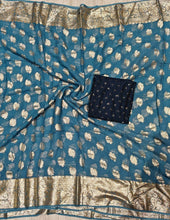 Load image into Gallery viewer, New Function Wear Viscose Georgette Jecquard Zari Weaving Work Saree With Blouse Piece
