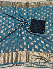 Load image into Gallery viewer, New Function Wear Viscose Georgette Jecquard Zari Weaving Work Saree With Blouse Piece
