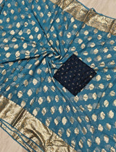 Load image into Gallery viewer, New Function Wear Viscose Georgette Jecquard Zari Weaving Work Saree With Blouse Piece
