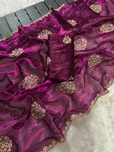 Load image into Gallery viewer, Heritage Function Wear Silk Multi Embroidery n Sequence Work Fancy Saree With Blouse Piece
