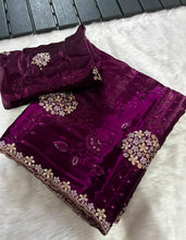 Load image into Gallery viewer, Heritage Function Wear Silk Multi Embroidery n Sequence Work Fancy Saree With Blouse Piece
