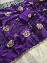 Load image into Gallery viewer, Heritage Function Wear Silk Multi Embroidery n Sequence Work Fancy Saree With Blouse Piece

