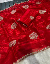 Load image into Gallery viewer, Heritage Function Wear Silk Multi Embroidery n Sequence Work Fancy Saree With Blouse Piece
