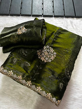 Load image into Gallery viewer, Heritage Function Wear Silk Multi Embroidery n Sequence Work Fancy Saree With Blouse Piece
