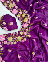 Load image into Gallery viewer, Stunning Party Wear Tussar Silk Embroidered Thread Work Fancy Saree With Matching Blouse Piece
