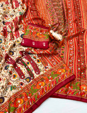 Load image into Gallery viewer, Exuberant Function Wear Chinnon Silk Heavy Mirror n Latkan Pallu Fancy Saree With Blouse Piece
