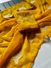 Load image into Gallery viewer, Opulent Party Wear Crush Silk Embroidery Sequence n Bids Work Fancy Saree With Blouse Piece
