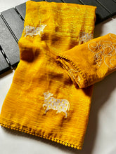 Load image into Gallery viewer, Opulent Party Wear Crush Silk Embroidery Sequence n Bids Work Fancy Saree With Blouse Piece
