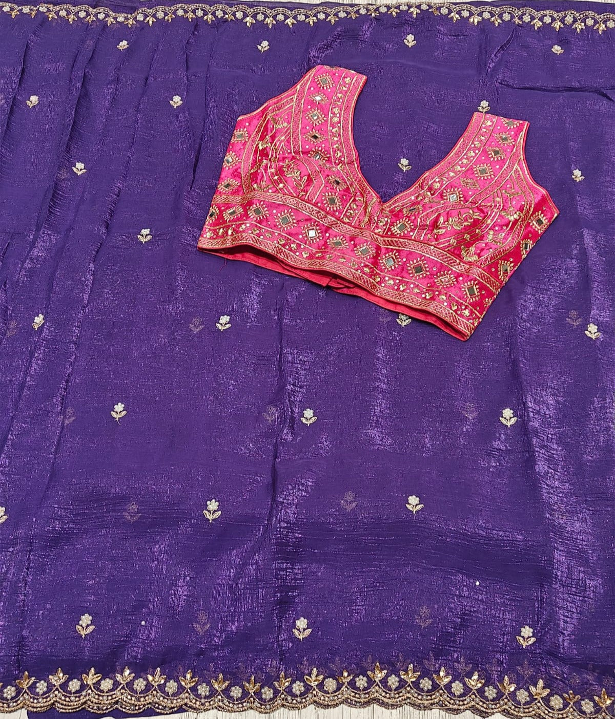 New Festive Wear Silk Embroidery n Sequence Work Fancy Saree With Stitched Blouse