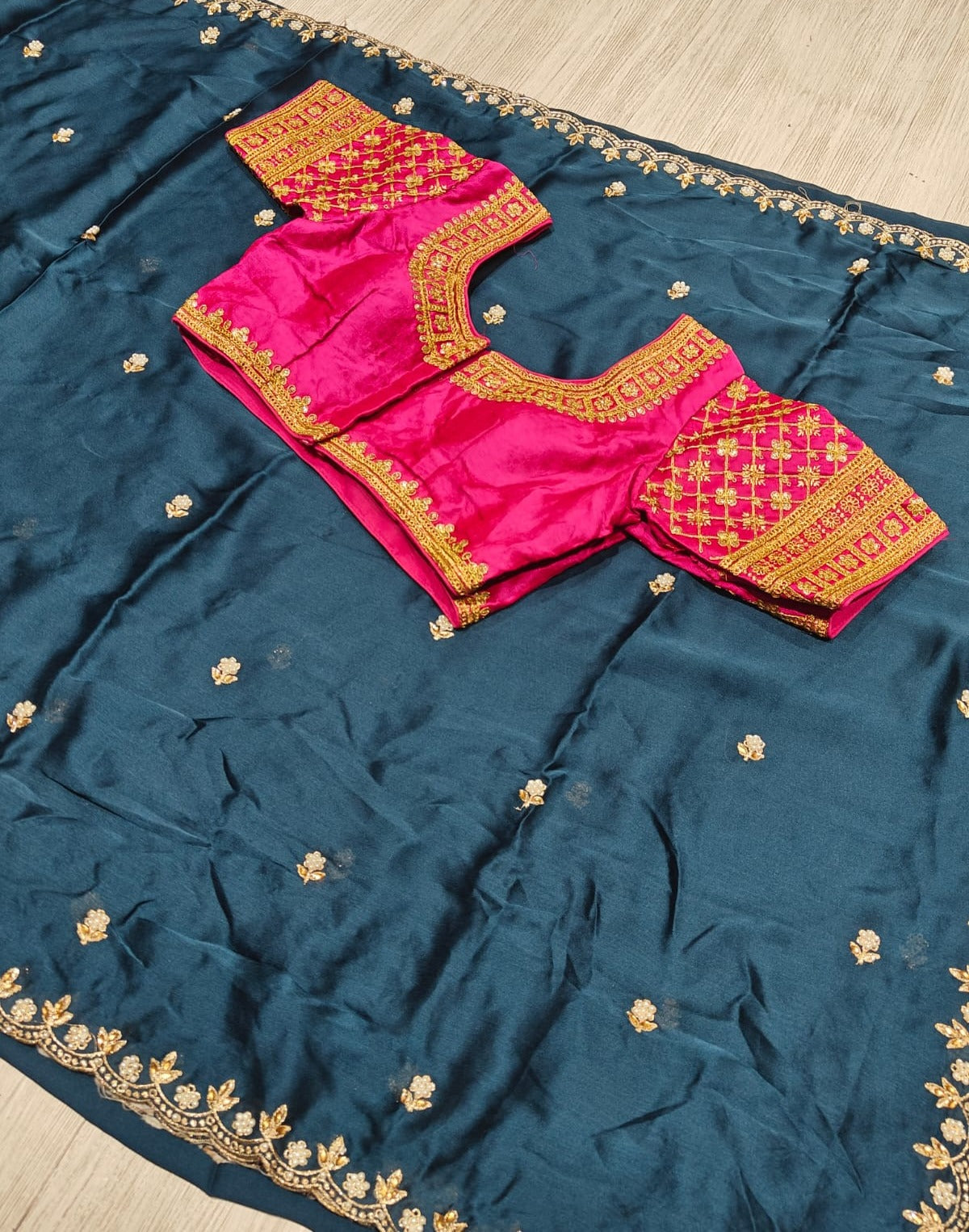 New Party Wear Silk Embroidery n Sequence Work Fancy Saree With Stitched Blouse