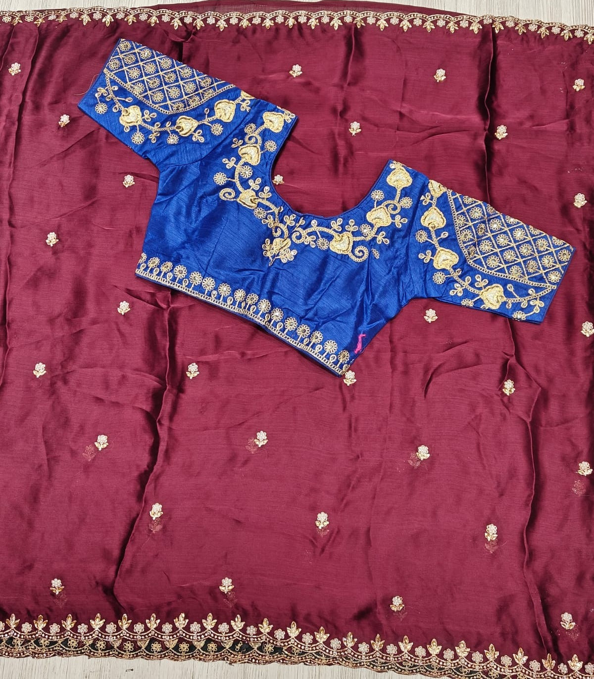 Adorning Party Wear Silk Embroidery n Sequence Work Fancy Saree With Stitched Blouse