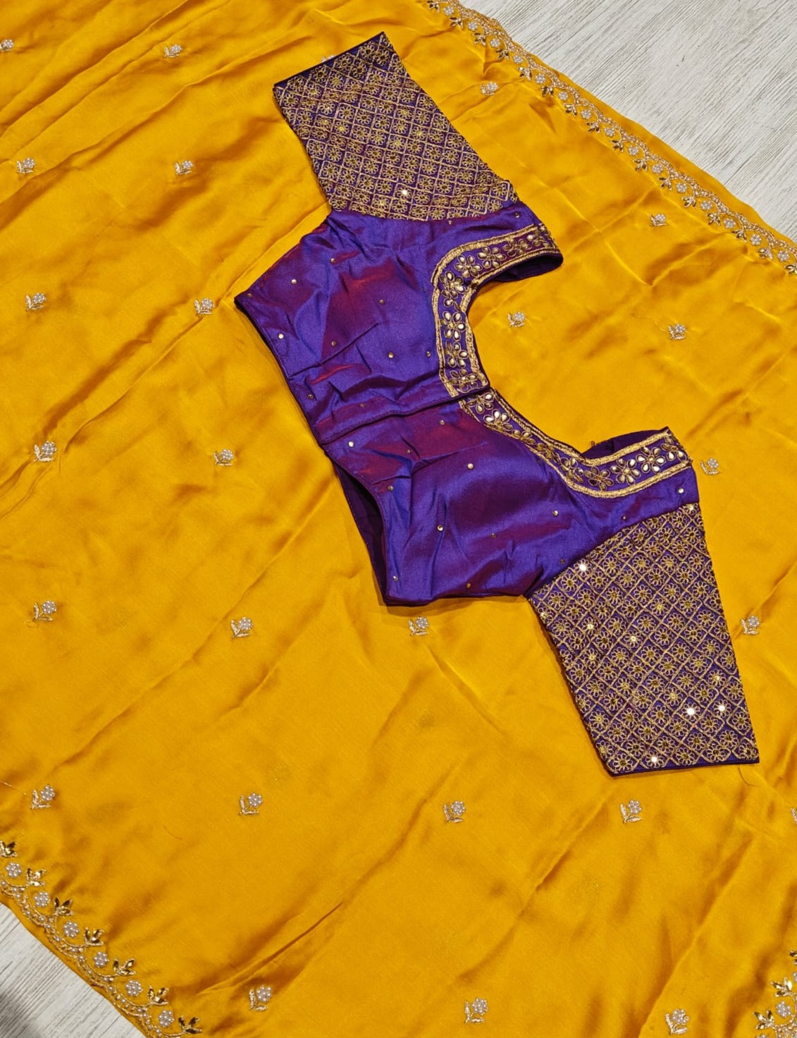 Traditional Party Wear Silk Embroidery n Sequence Work Fancy Saree With Stitched Blouse