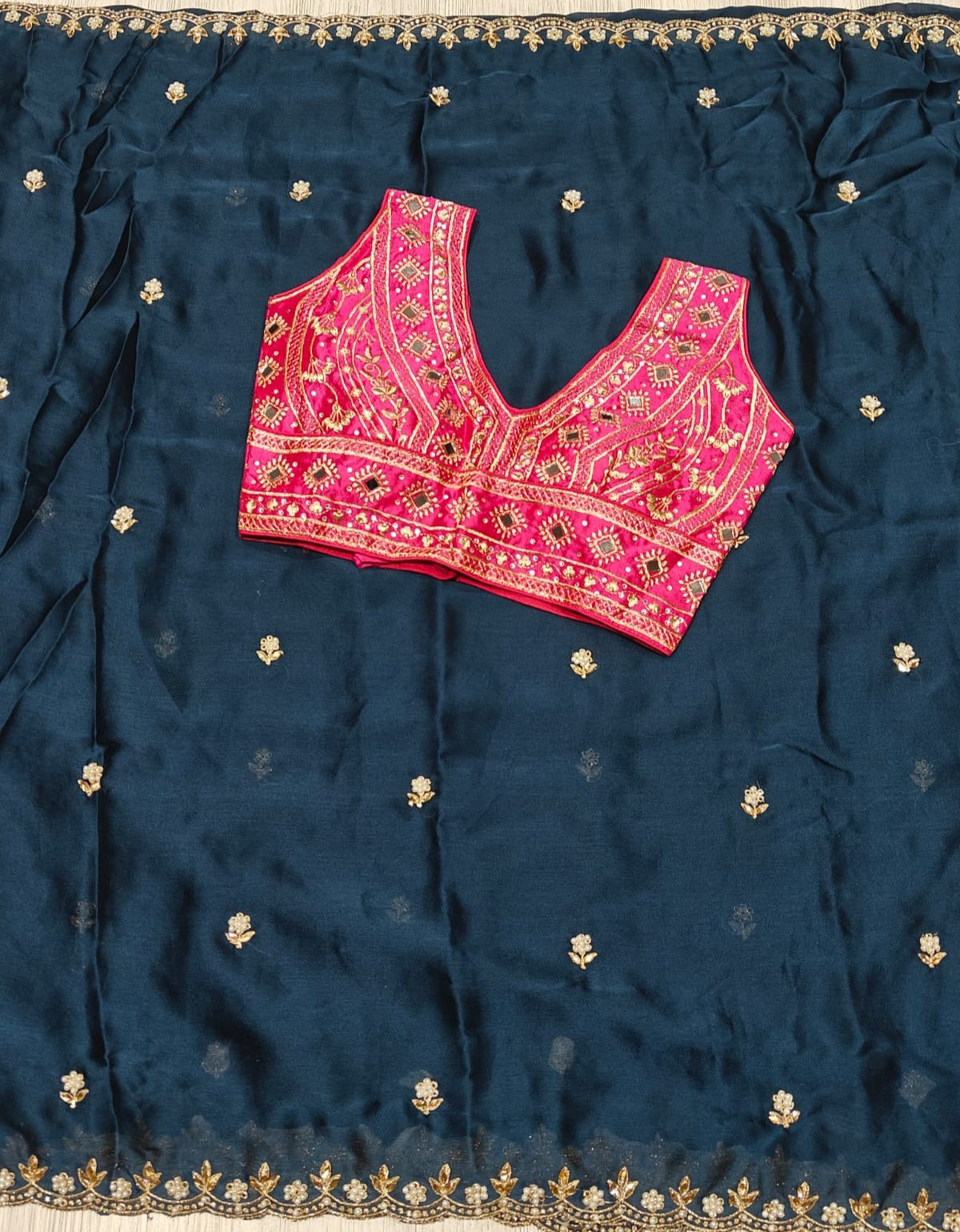 Heritage Party Wear Silk Embroidery n Sequence Work Fancy Saree With Stitched Blouse