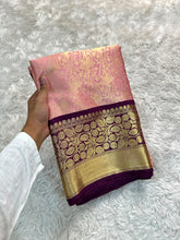 Load image into Gallery viewer, Gratifying Wedding Wear Banarasi Tissue Silk Jacquard Border n Handwork Designer Saree With Blouse Piece
