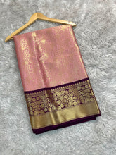 Load image into Gallery viewer, Gratifying Wedding Wear Banarasi Tissue Silk Jacquard Border n Handwork Designer Saree With Blouse Piece
