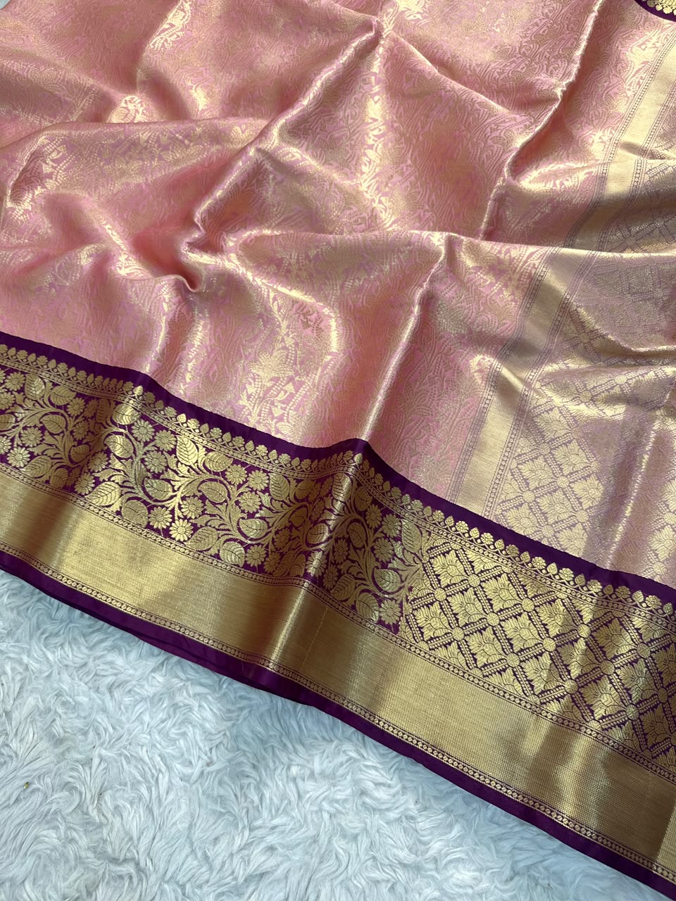 Gratifying Wedding Wear Banarasi Tissue Silk Jacquard Border n Handwork Designer Saree With Blouse Piece