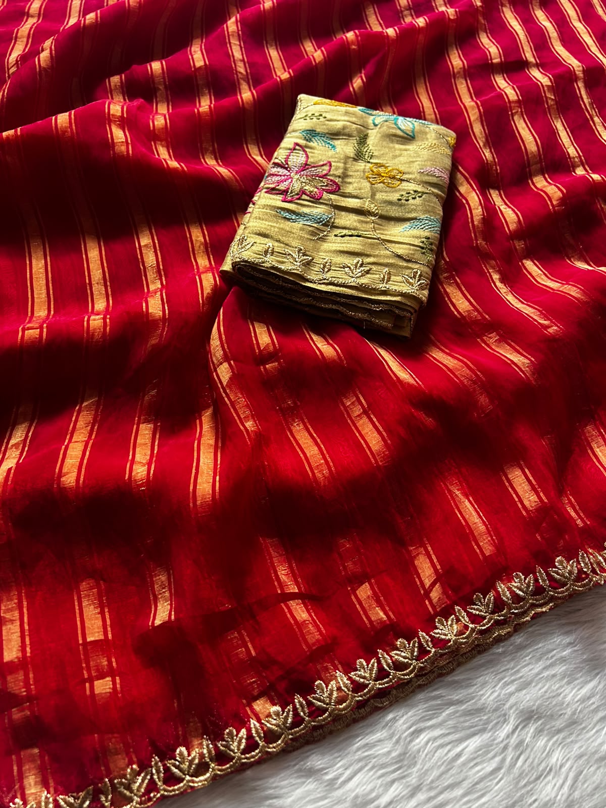 Opulent Party Wear Silk Zari Design Lace Border Fancy Saree With Contrast Blouse Piece
