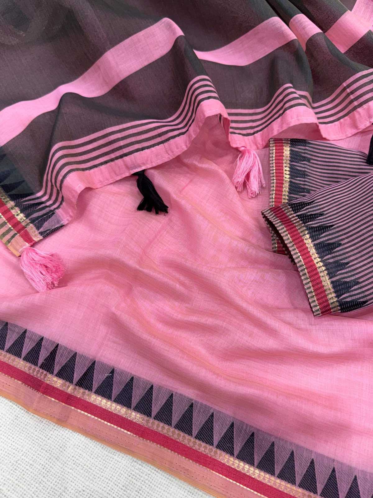 Incredible Festive Wear Cotton Rich Pallu n Jacquard Weaving Border Fancy Saree With Blouse Piece