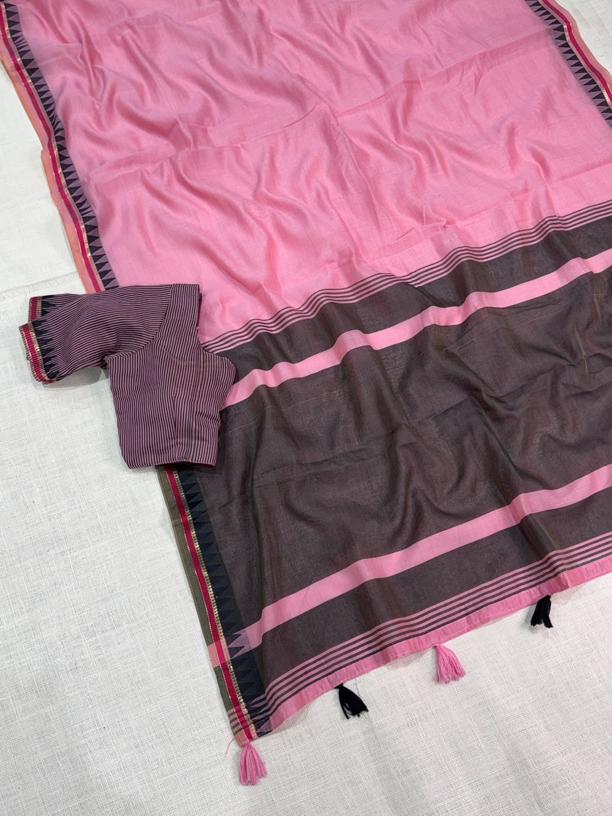 Incredible Festive Wear Cotton Rich Pallu n Jacquard Weaving Border Fancy Saree With Blouse Piece