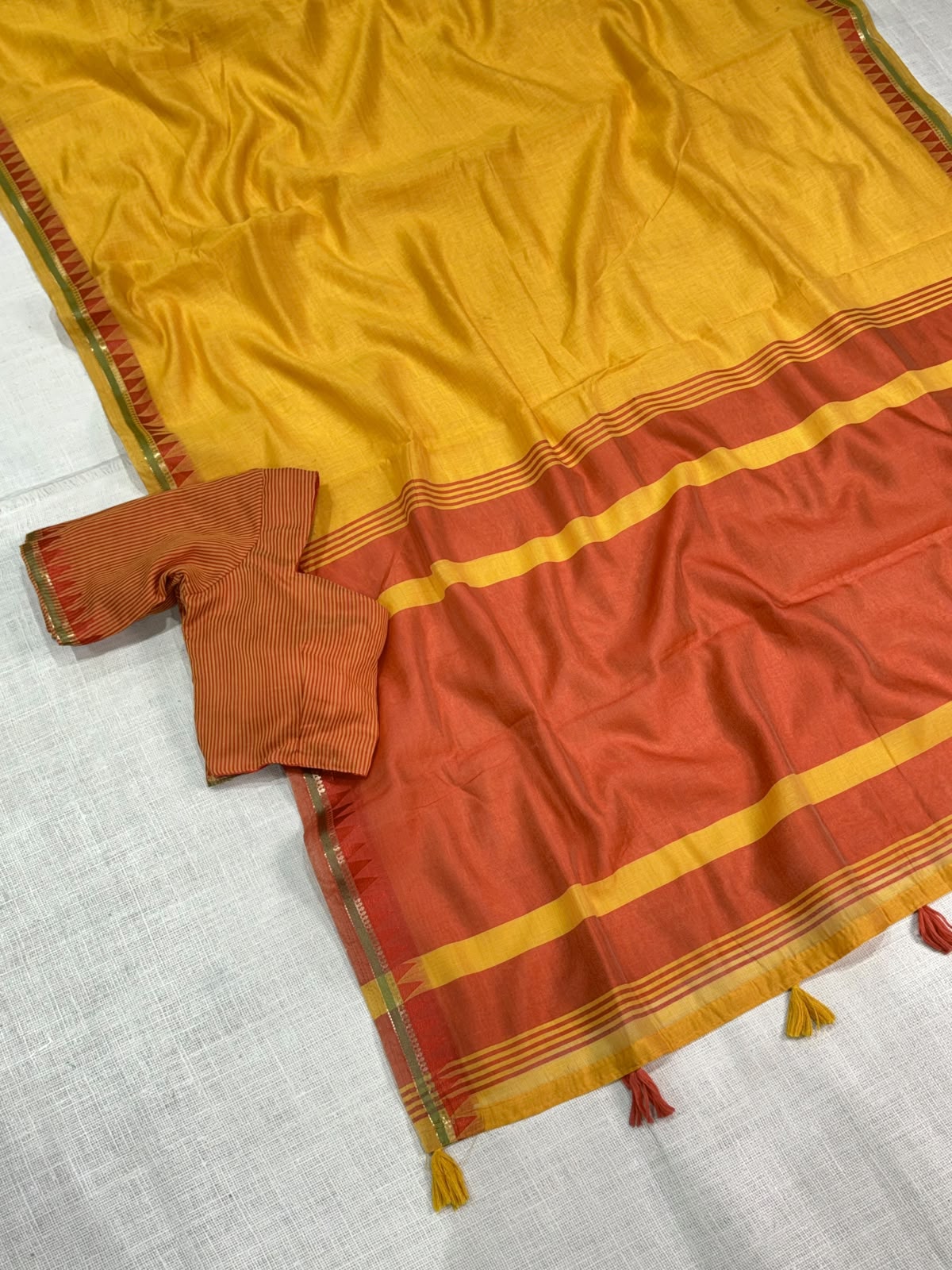 Incredible Festive Wear Cotton Rich Pallu n Jacquard Weaving Border Fancy Saree With Blouse Piece