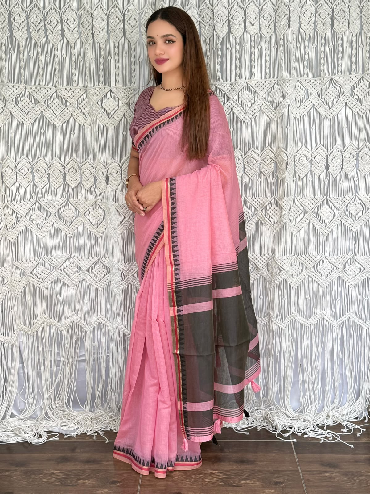 Incredible Festive Wear Cotton Rich Pallu n Jacquard Weaving Border Fancy Saree With Blouse Piece