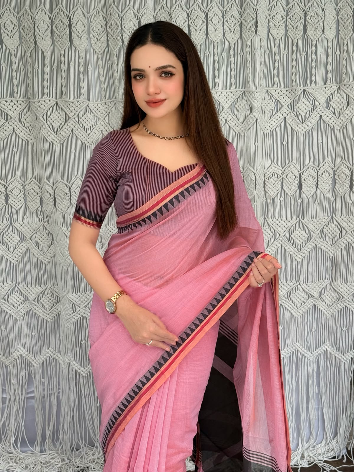 Incredible Festive Wear Cotton Rich Pallu n Jacquard Weaving Border Fancy Saree With Blouse Piece