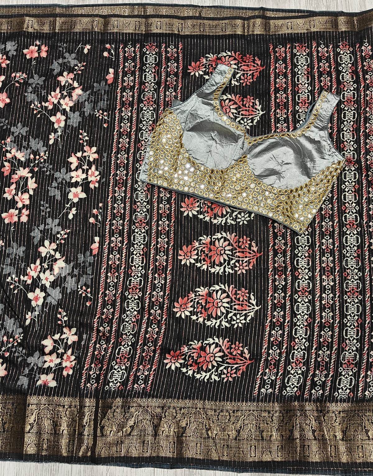 New Function Wear Dola Silk Jacquard Border Fancy Saree With Stitched Blouse