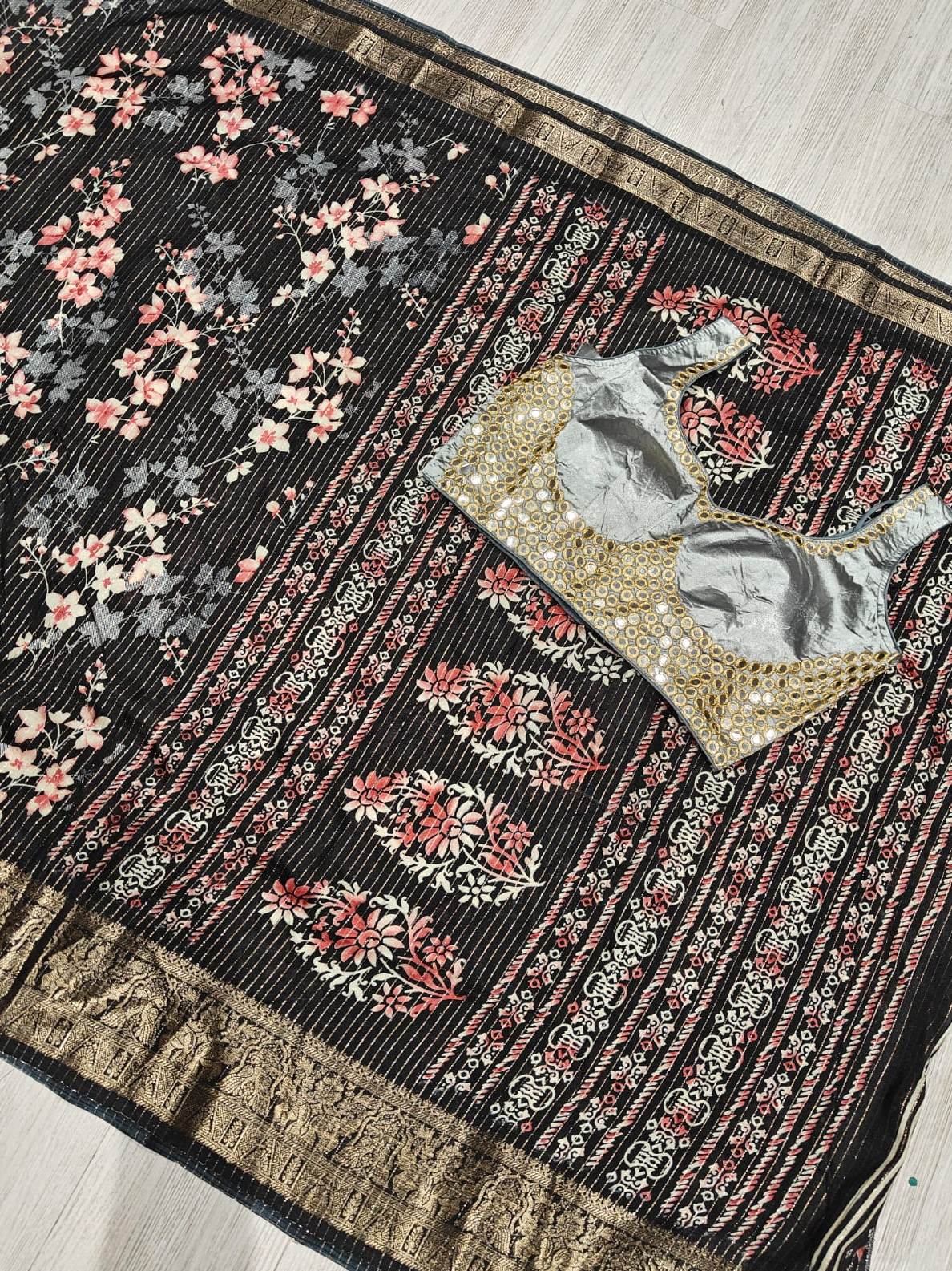 New Function Wear Dola Silk Jacquard Border Fancy Saree With Stitched Blouse