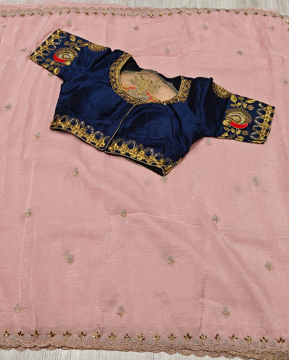 New Wedding Wear Silk Embroidery n Sequence Work Fancy Saree With Stitched Blouse