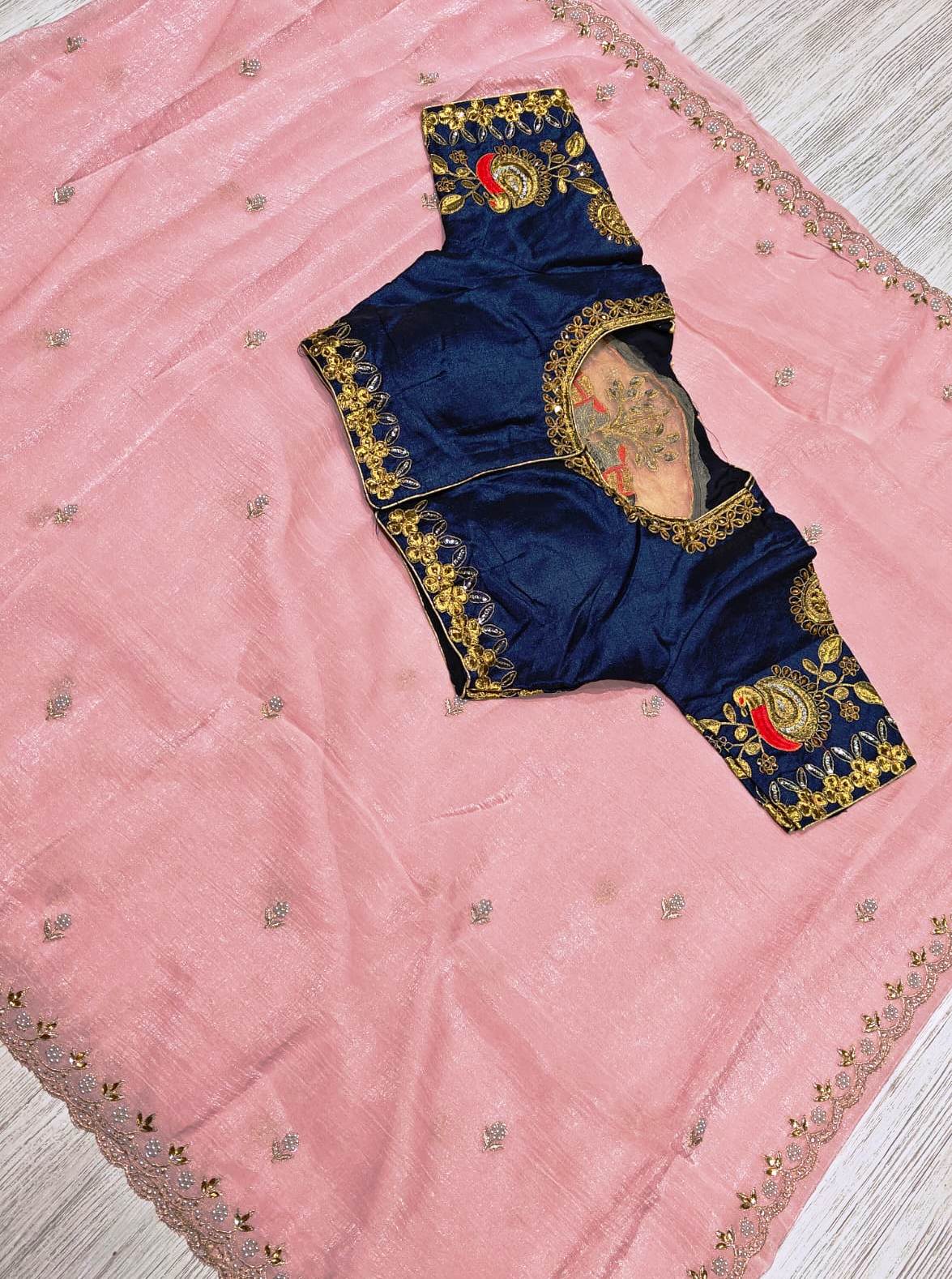 New Wedding Wear Silk Embroidery n Sequence Work Fancy Saree With Stitched Blouse