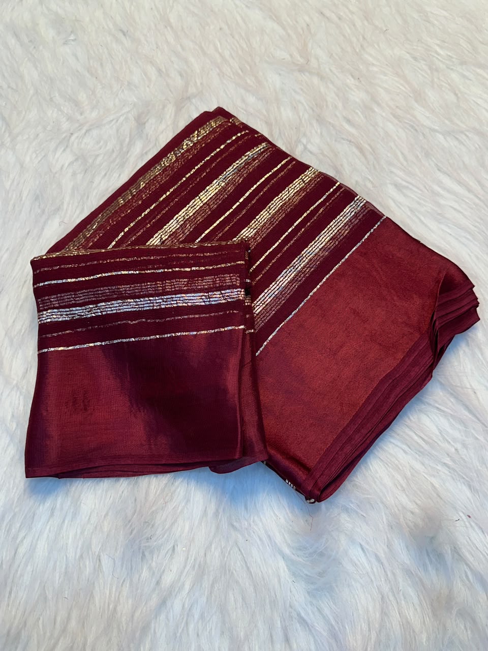 Effervescent Function Wear Pure Viscose Georgette Satin Patta Border Fancy Saree With Blouse Piece