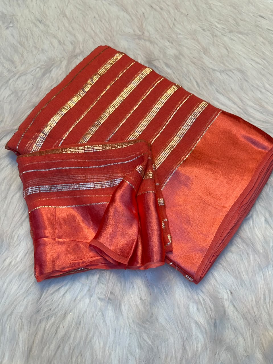 Effervescent Function Wear Pure Viscose Georgette Satin Patta Border Fancy Saree With Blouse Piece