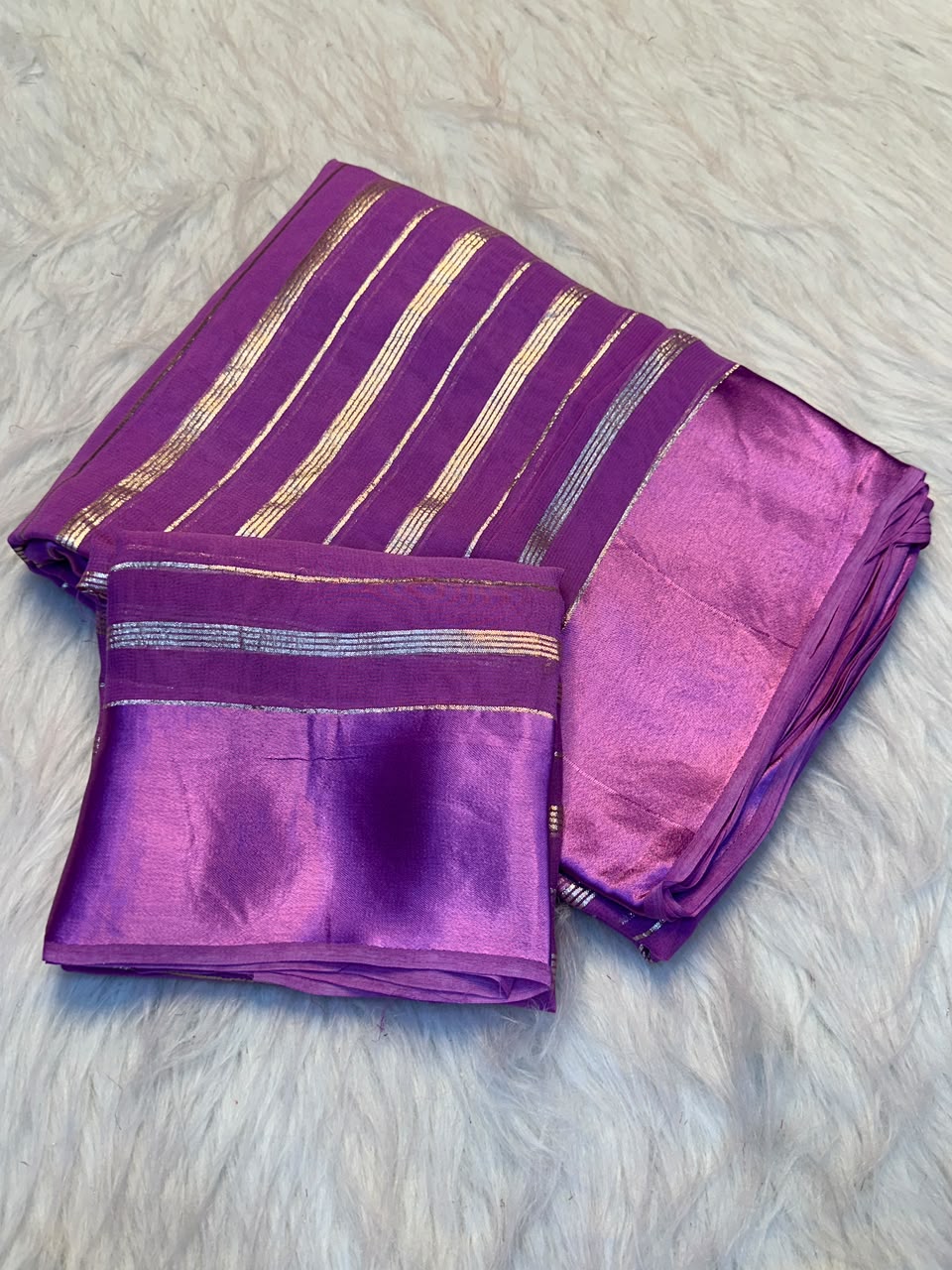 Effervescent Function Wear Pure Viscose Georgette Satin Patta Border Fancy Saree With Blouse Piece