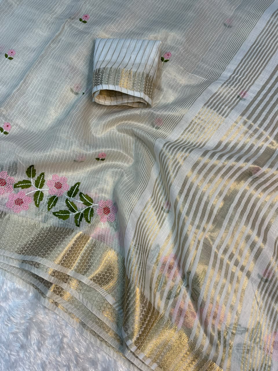 Exuberant Wedding Wear Kota Doriya Embroidery Thread Work Designer Saree For Occasion