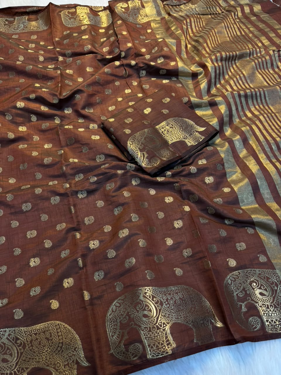 Incredible Festive Wear Soft Tussar Silk Jacquard Weaving Work Rich Pallu Fancy Saree With Blouse Piece