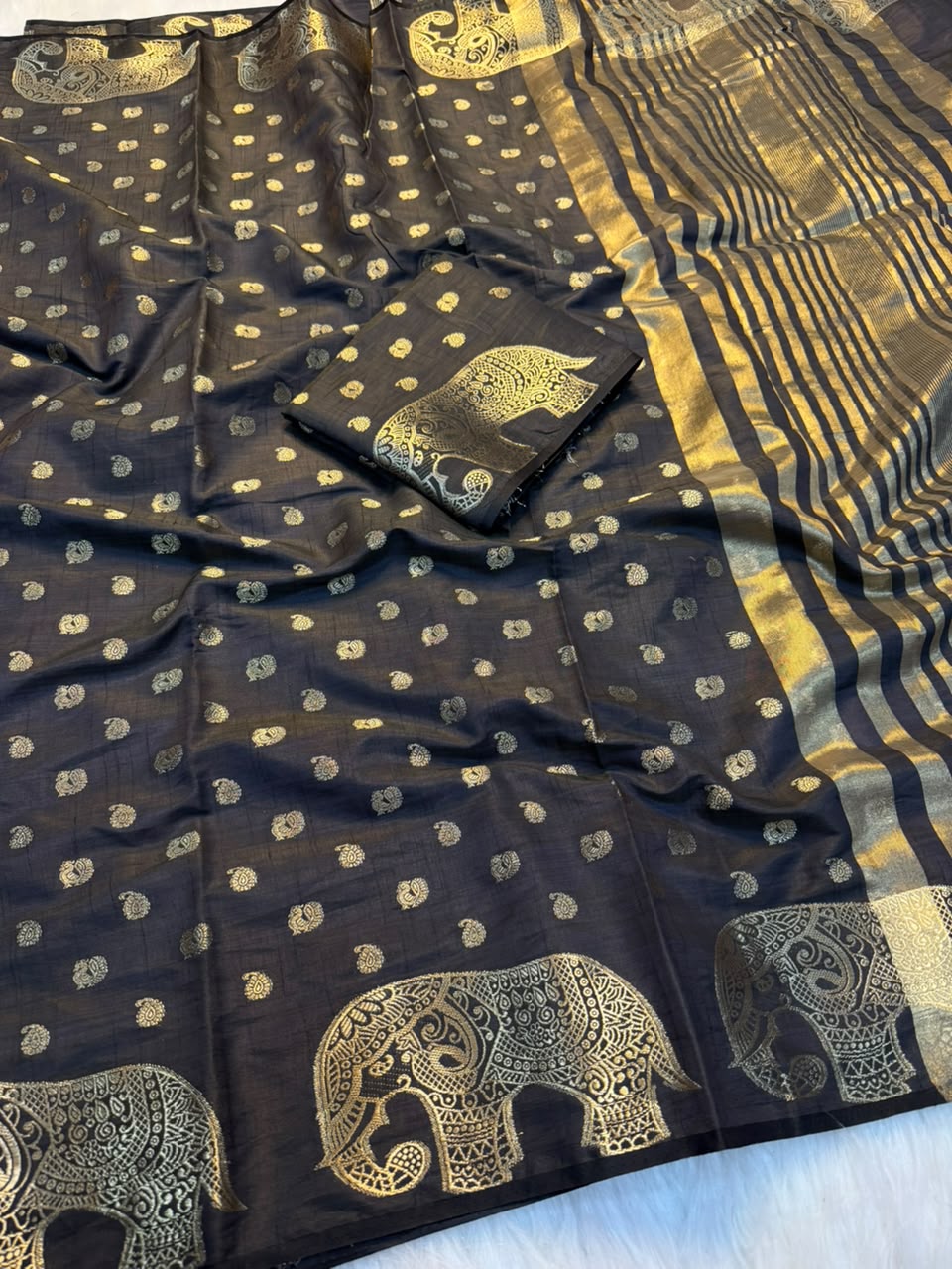 Incredible Festive Wear Soft Tussar Silk Jacquard Weaving Work Rich Pallu Fancy Saree With Blouse Piece