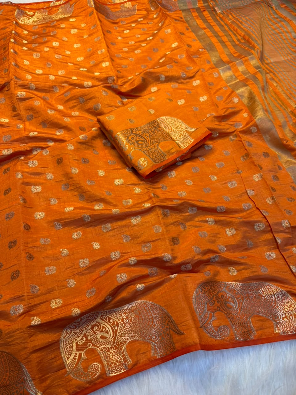 Incredible Festive Wear Soft Tussar Silk Jacquard Weaving Work Rich Pallu Fancy Saree With Blouse Piece