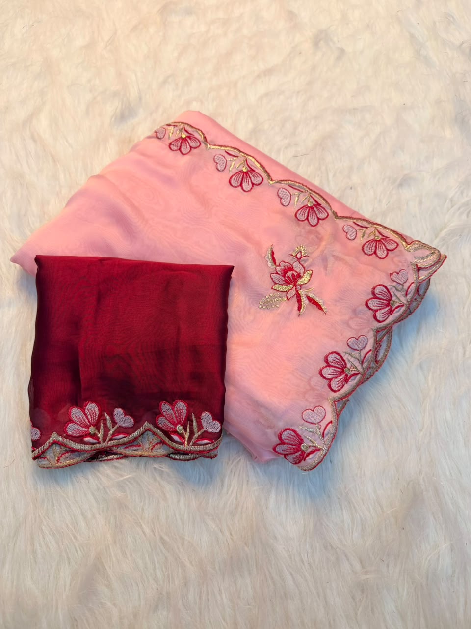 Whimsical Function Wear Soft Rangoli Silk Embriodery n Thread Work Fancy Saree With Blissfull Blouse Piece