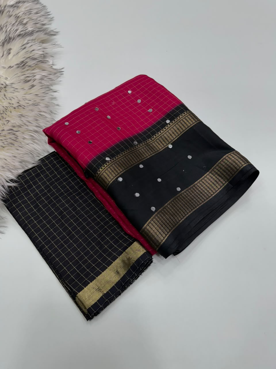 Effervescent Function Wear Pure Soft Dola Silk Jacquard Border Mirror Work Designer Saree