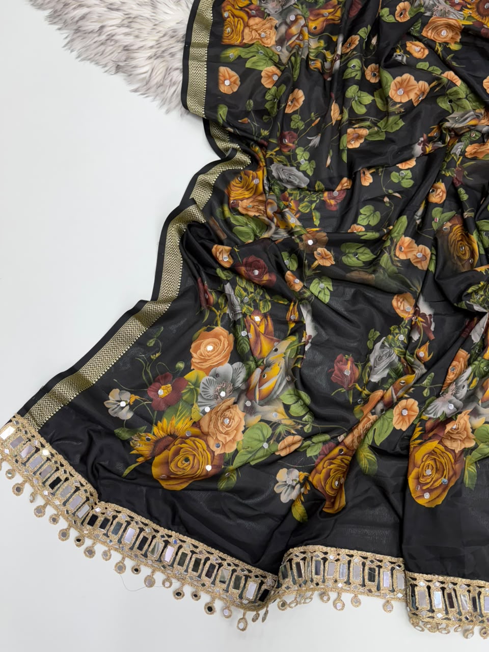 Dazzling Festive Wear Pure Soft Silk Jacquard Border Rich Pallu n Mirror Work Designer Saree With Blouse Piece