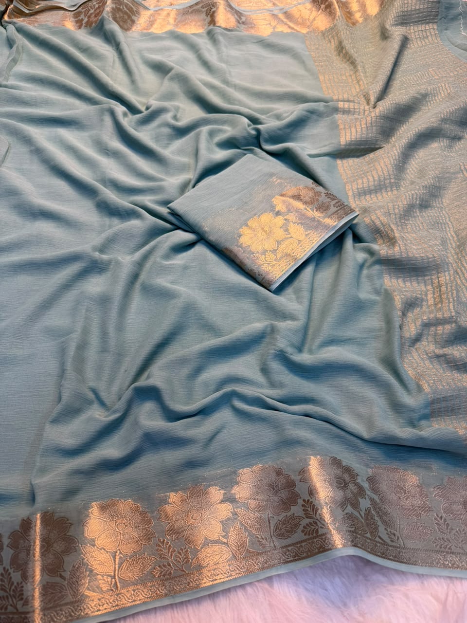 Contemporary Party Wear Viscose Silk Jacquard Border n Rich Pallu Fancy Saree With Blouse Piece