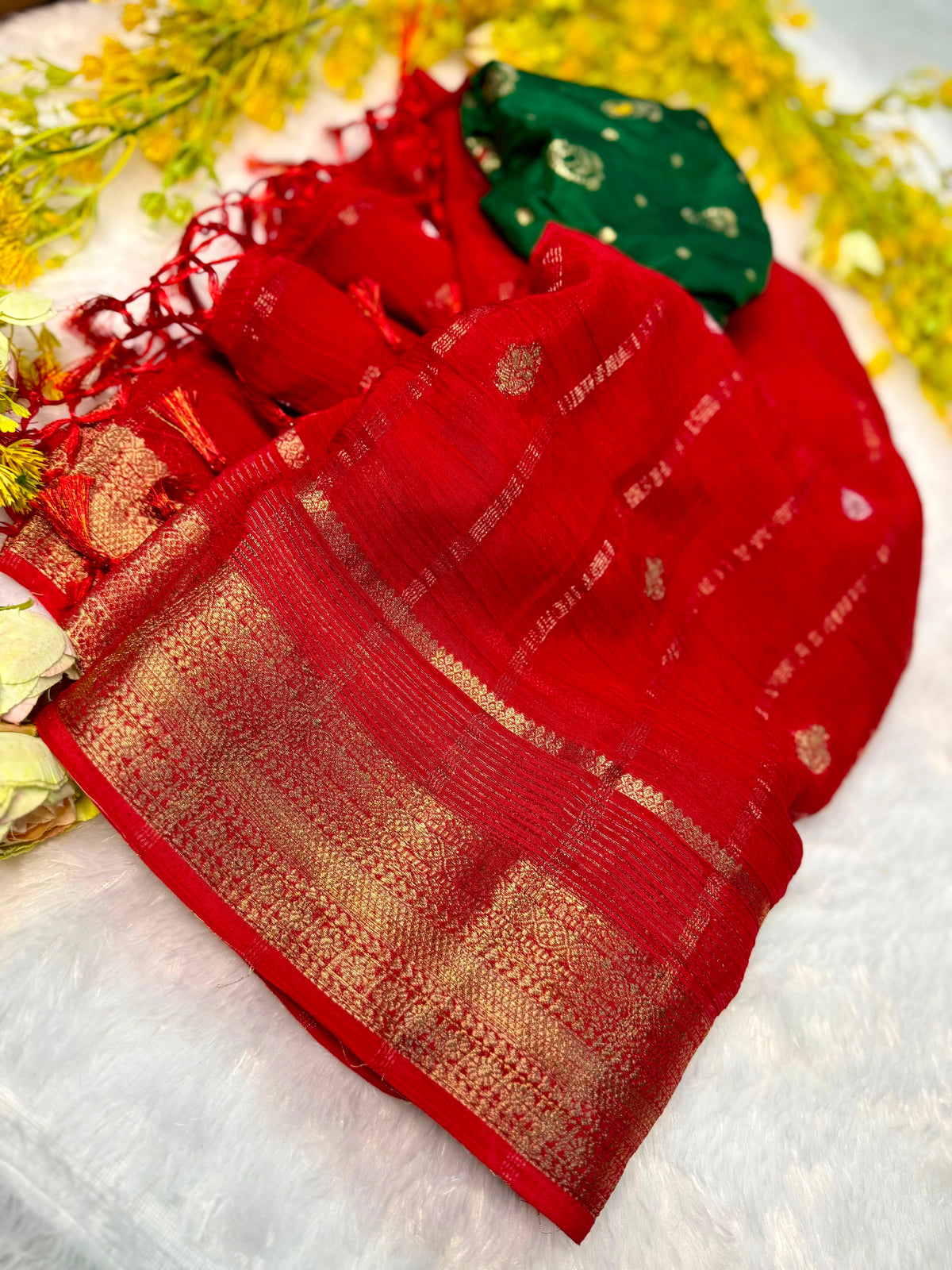 Delightful Function Wear Soft Chinon Silk Jacquard Work Designer Saree With Elegant Blouse Piece