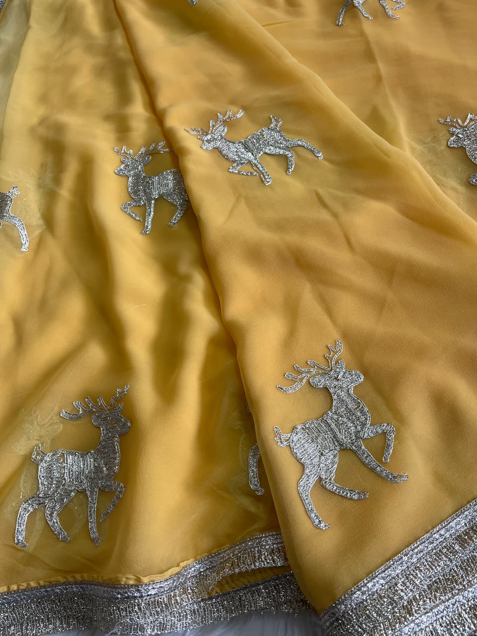 Incredible Wedding Wear Chiffon Silk Embroidery Tussels Work Designer Saree With Blouse Piece