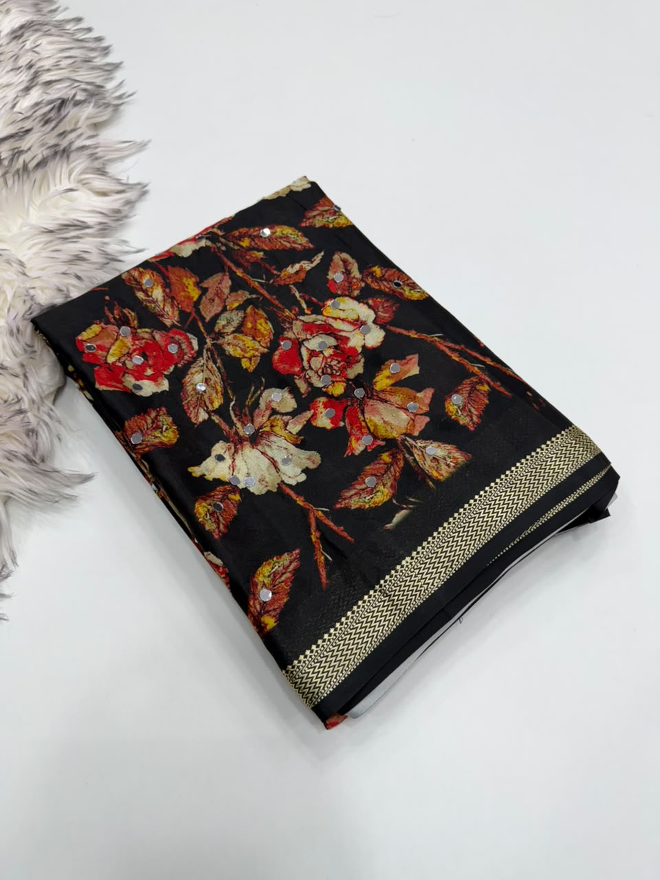 Charismatic Festive Wear Pure Soft Silk Jacquard Border Rich Pallu n Mirror Work Designer Saree