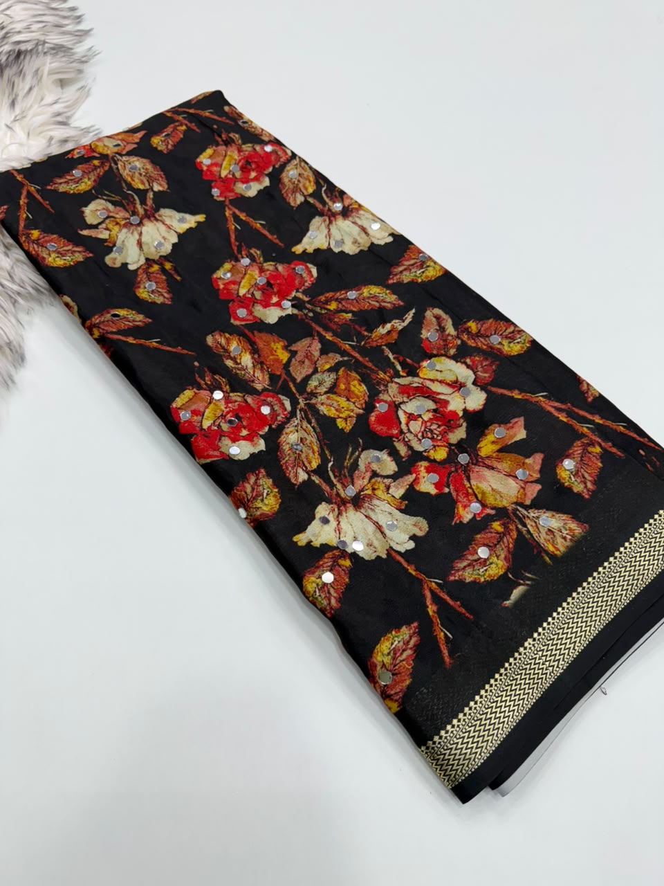 Charismatic Festive Wear Pure Soft Silk Jacquard Border Rich Pallu n Mirror Work Designer Saree
